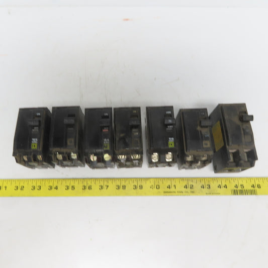 Square D QO Circuit Beakers 2 Pole 15A 30A 40A 70A & 100A Lot of 7