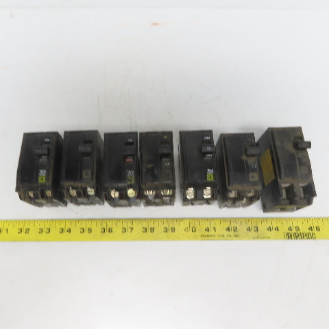 Square D QO Circuit Beakers 2 Pole 15A 30A 40A 70A & 100A Lot of 7
