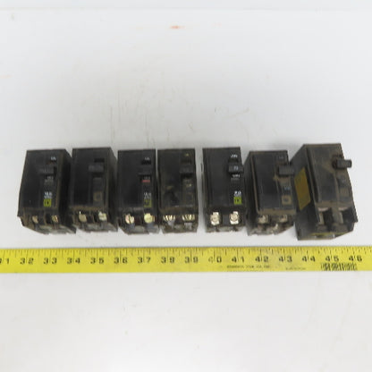 Square D QO Circuit Beakers 2 Pole 15A 30A 40A 70A & 100A Lot of 7