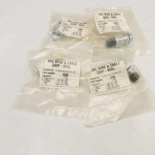 TPC Wire & Cable 55005 Cord Grip 1/2" Straight Male .500-.625" Cable Diam. Lot/4