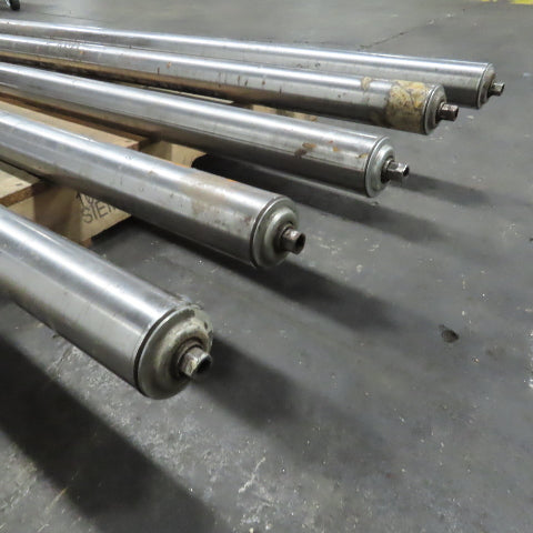2-1/2" OD Plain Steel Gravity Roller 70.5" Bf 70" Face 11/16" Hex Lot of 5
