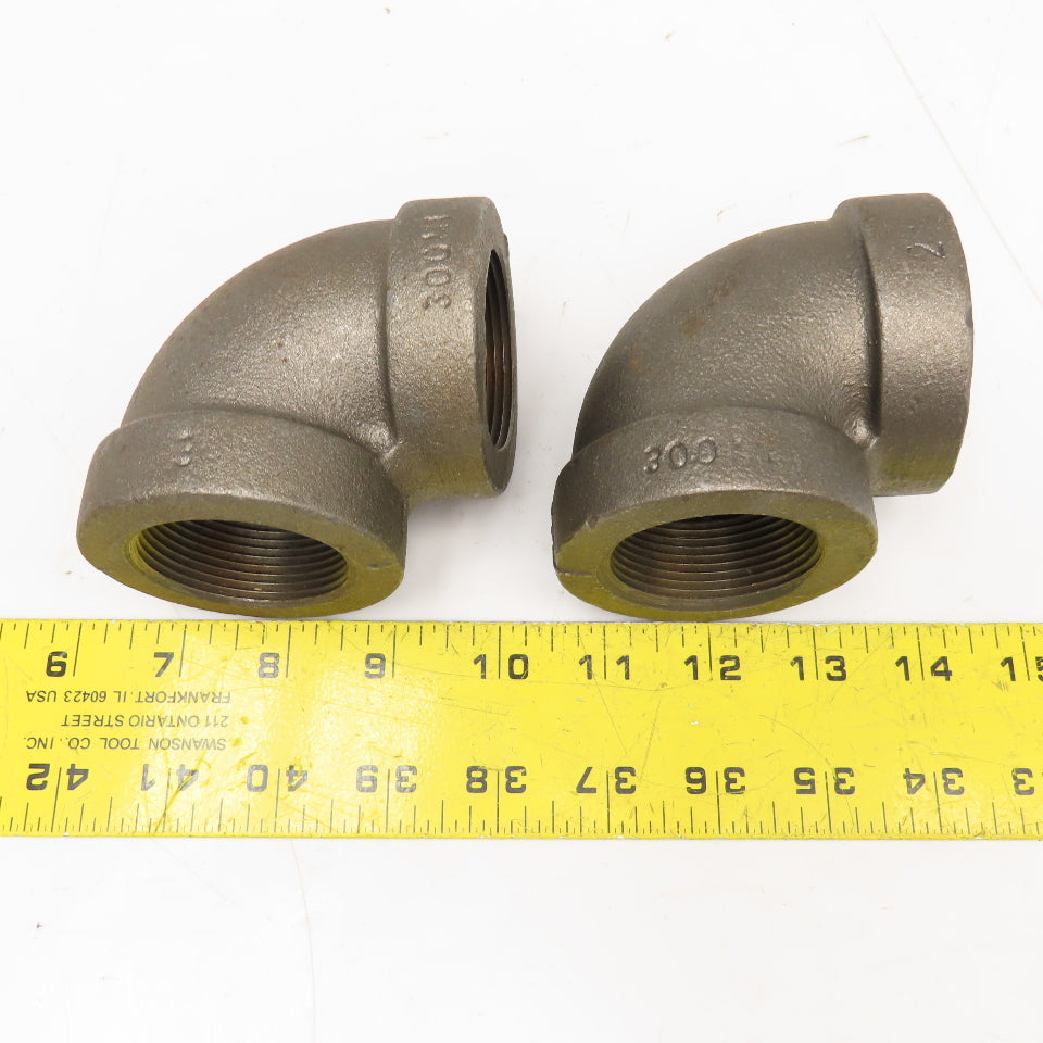1-1/2" Black Iron Class 300 Pipe Elbow 90° Lot Of 2