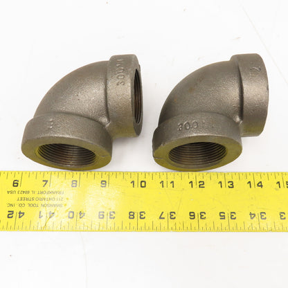 1-1/2" Black Iron Class 300 Pipe Elbow 90° Lot Of 2