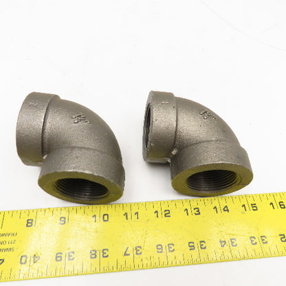 1-1/4" Black Iron Class 300 Pipe Elbow 90° Lot Of 2
