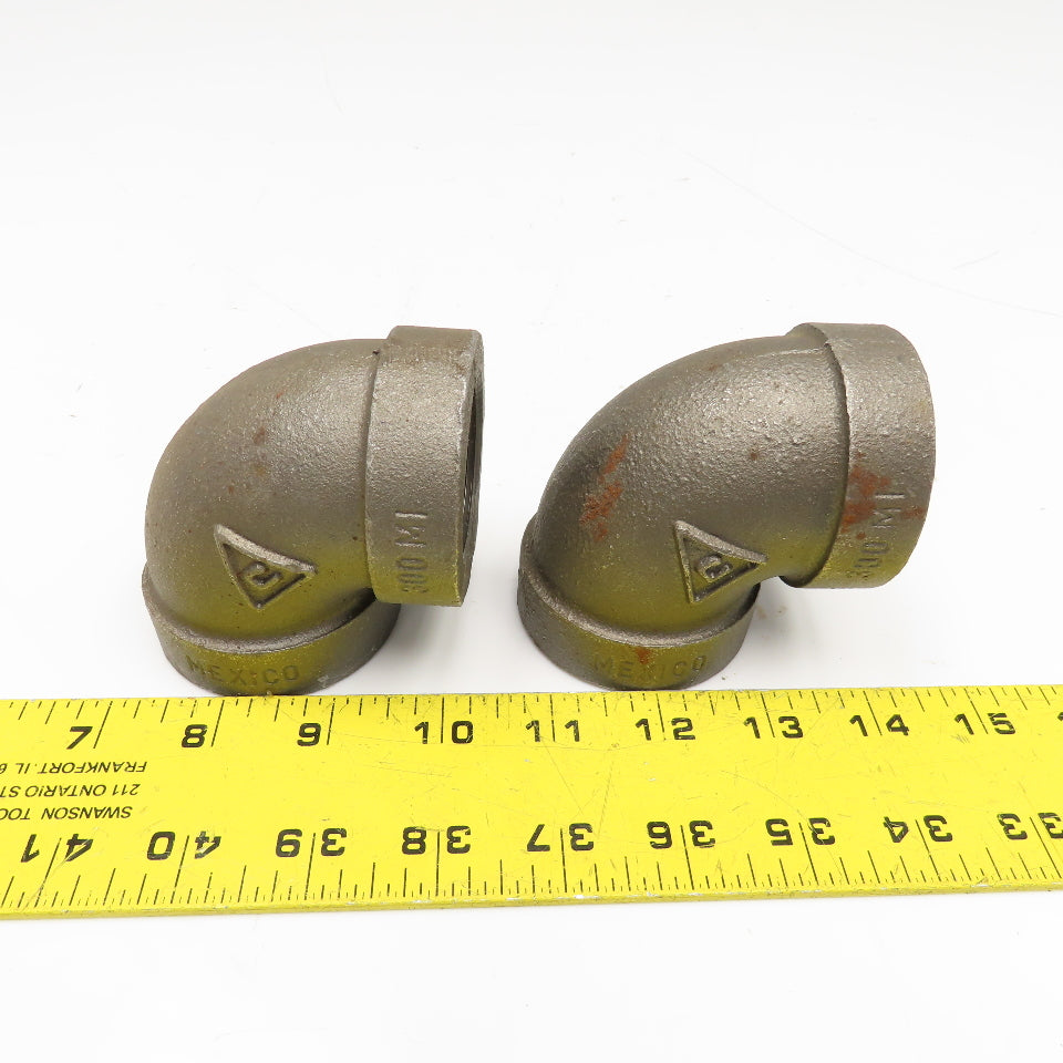 1-1/4" Black Iron Class 300 Pipe Elbow 90° Lot Of 2