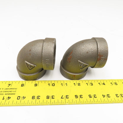 1-1/4" Black Iron Class 300 Pipe Elbow 90° Lot Of 2