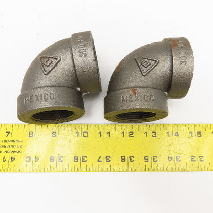 1-1/4" Black Iron Class 300 Pipe Elbow 90° Lot Of 2