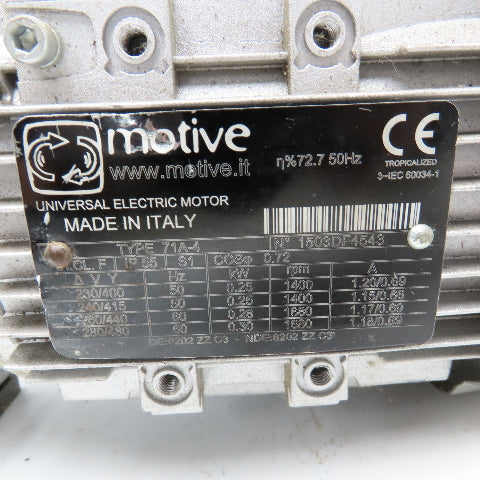 Motive 71A-4 20:1 Ratio 230-480V 50/60Hz .30Hz Right Angle Gear Motor