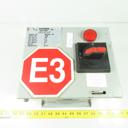 Daykin MDGTB-05 Transformer Disconnect Switch Pri 480V Sec 120V 8.3A VA 1000 1PH