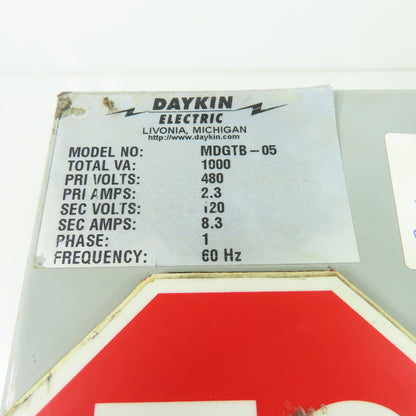 Daykin MDGTB-05 Transformer Disconnect Switch Pri 480V Sec 120V 8.3A VA 1000 1PH