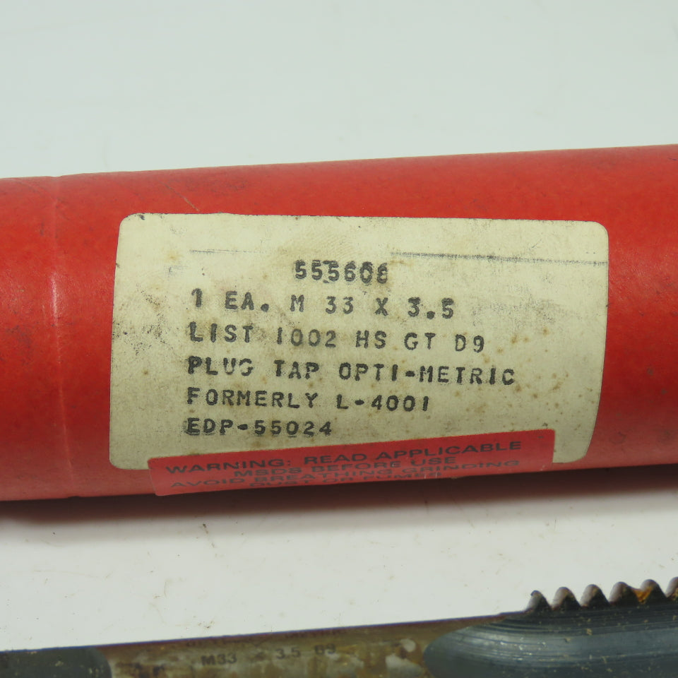 Optic Metric M33 X 3.5 D9 Metric Straight 4-Flute Plug Tap HS D-9
