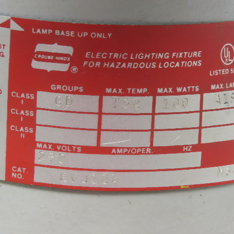 Crouse Hinds EVJ104 M64 Explosion Proof Light Housing