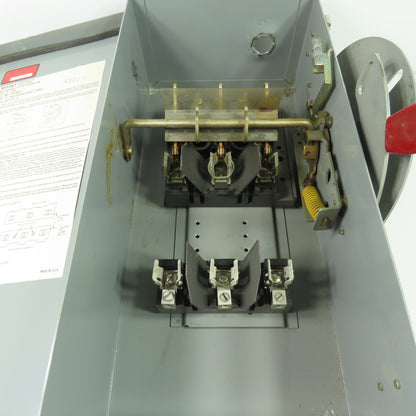 Westinghouse JHFN361 600VAC 3-Pole Fusible Safety Disconnect Switch 30A