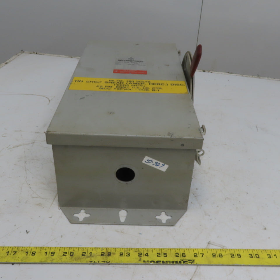 Westinghouse JHFN362 60A 3 Pole 600V Fused Safety Disconnect Switch Type 12