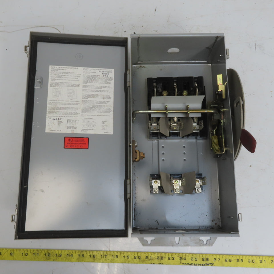 Westinghouse JHFN362 60A 3 Pole 600V Fused Safety Disconnect Switch Type 12