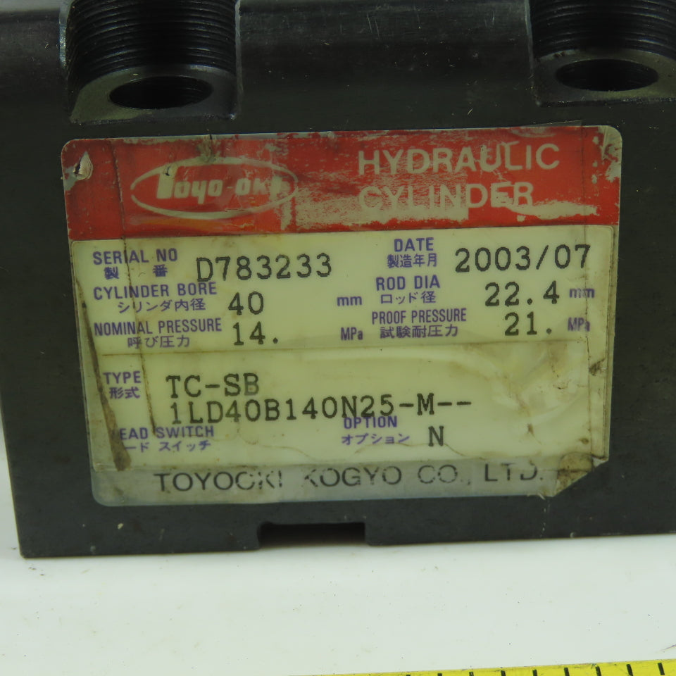 Toyooki TC-SB-1LD40B140N25-M 40mm Bore Double Act Hydraulic Cylinder 25mm Stroke