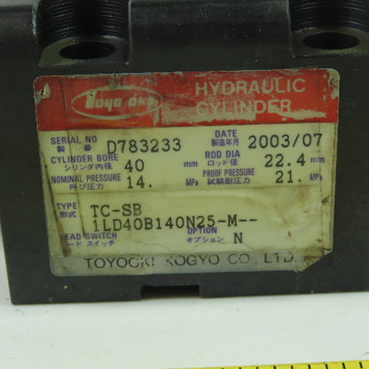 Toyooki TC-SB-1LD40B140N25-M 40mm Bore Double Act Hydraulic Cylinder 25mm Stroke