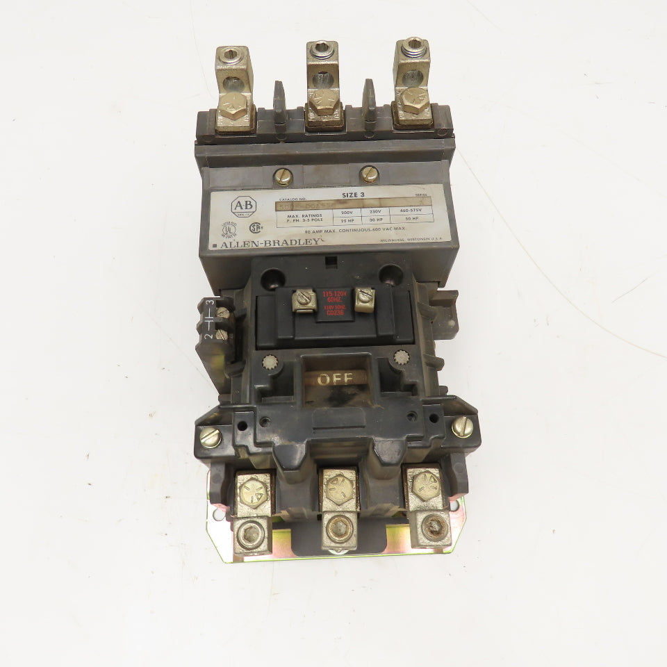 Allen Bradley 500F-DOA930 Size 3 Motor Starter 600V 50Hp Max 115/120V Coil