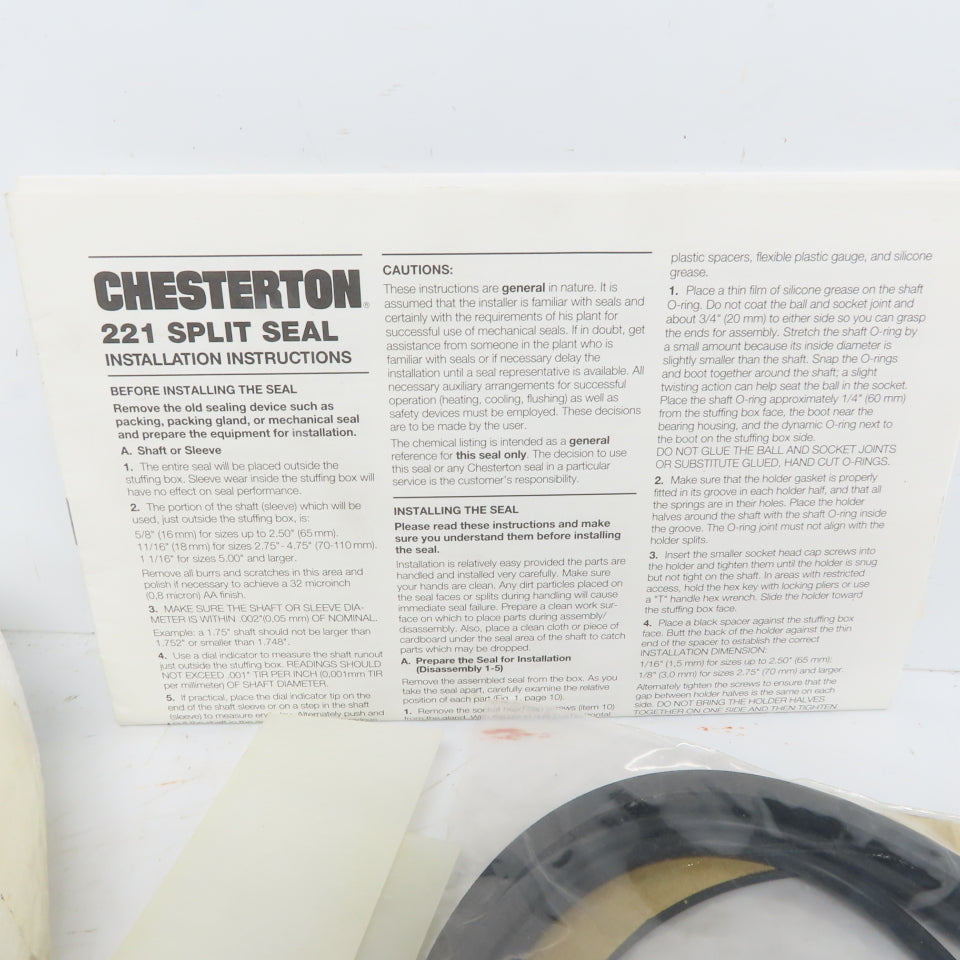 Chesterton 221 043961 High Performance Split Seal Spare Seal Kit, 043961 -40 5"
