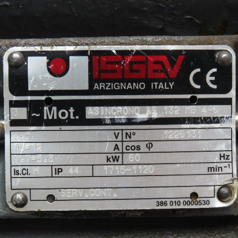 Isgev ASINCRONO AS 132 MB 4-6 7.7-5.3kW 440V 3Ph Dual Speed Asynchronous Motor