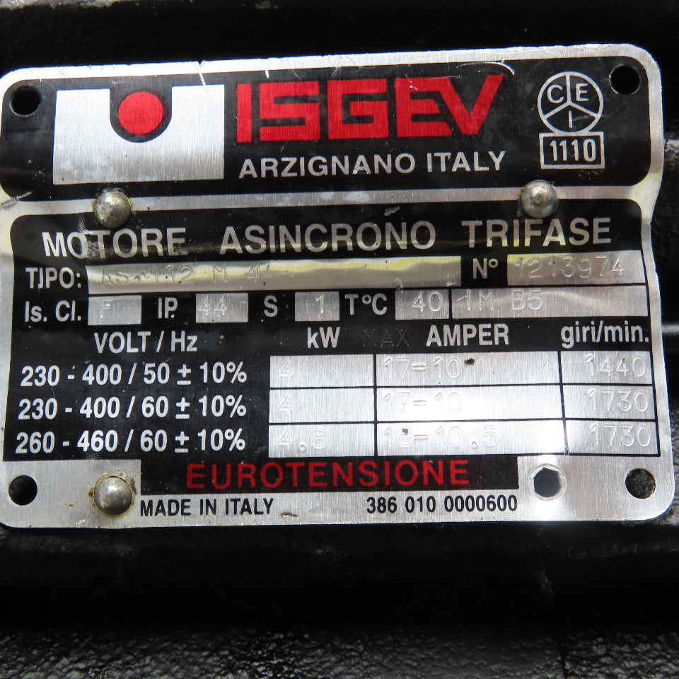 Isgev AS 112 M 4 4-4.8kW 230-460V 50/60Hz 3Ph 1140-1730RPM Asynchronous Motor