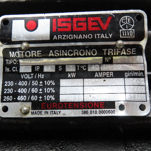 Isgev AS 112 M 4 4-4.8kW 230-460V 50/60Hz 3Ph 1140-1730RPM Asynchronous Motor