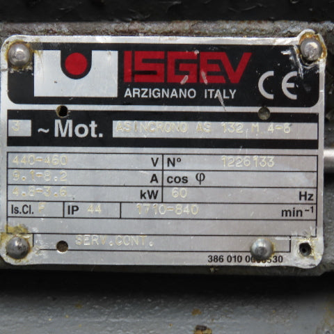 Isgev ASNCRONO AS 132 M 4-8 4.8-3.6kW 440/460V 60Hz 3Ph Dual Speed Motor