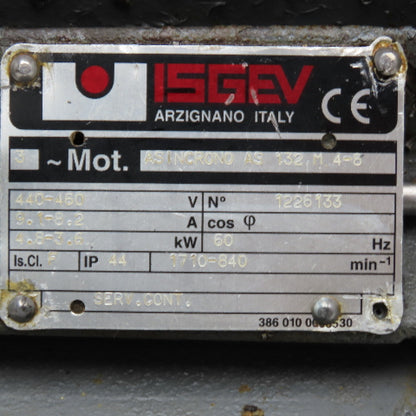 Isgev ASNCRONO AS 132 M 4-8 4.8-3.6kW 440/460V 60Hz 3Ph Dual Speed Motor