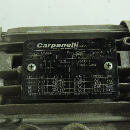 Carpanelli M56B4 3-1/2" Belt Conveyor Width Compact Drive 1380/1660RPM 0.9KW