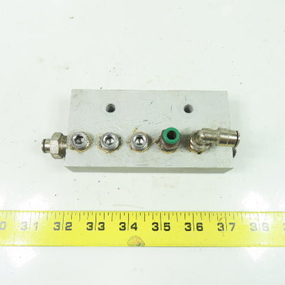 5"x2-1/2" Aluminum Pneumatic Manifold Distribution Block 5 Port 1/4" NPT