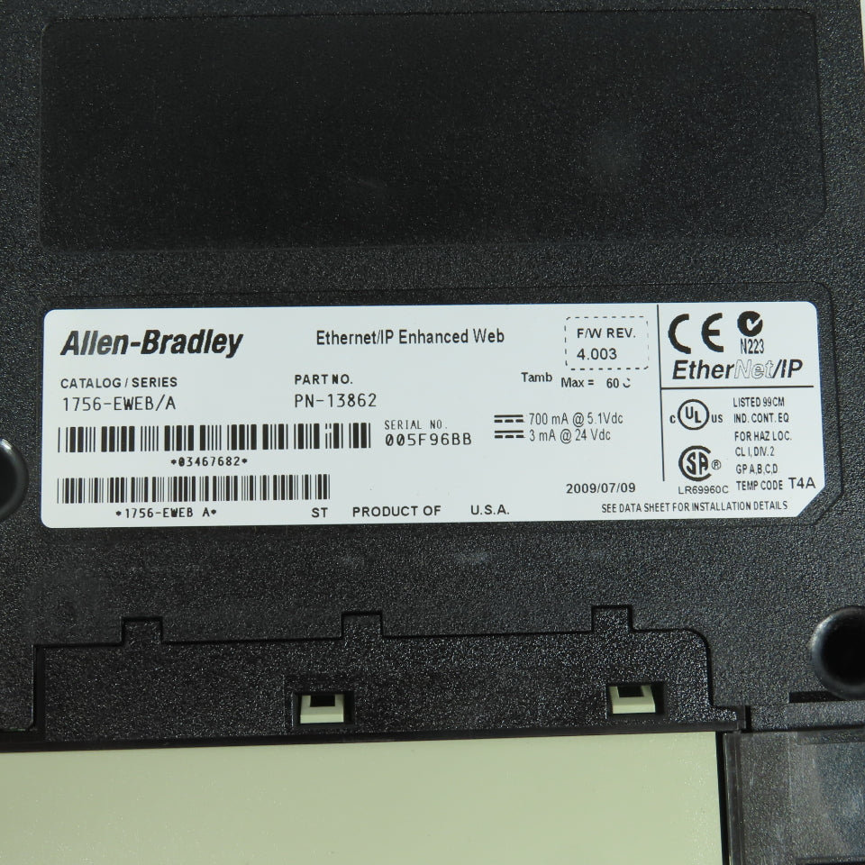 Allen Bradley 1756-EWEB Ser A Ethernet/IP Enhanced Web F/W Rev 4.003