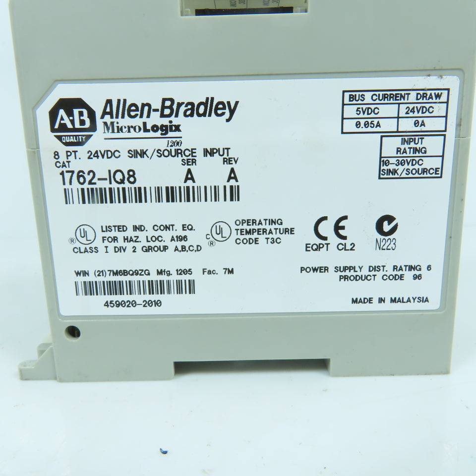 Allen Bradley 1762-IQ8 Ser A Rev A MicroLogix 8PT 24VDC Sink/Source Input Module