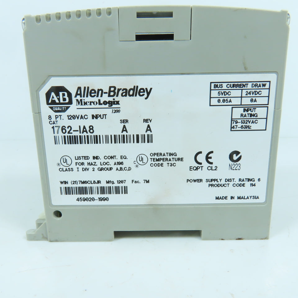 Allen Bradley 1762-IA8 Ser A Rev A MicroLogix 8 Point 120VAC Input Module