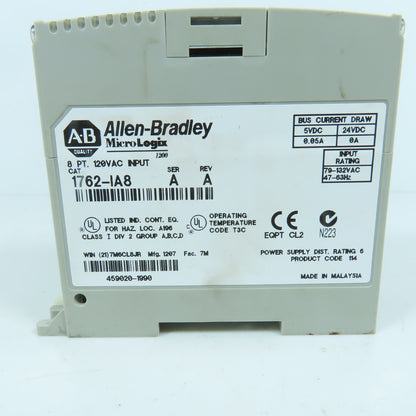 Allen Bradley 1762-IA8 Ser A Rev A MicroLogix 8 Point 120VAC Input Module