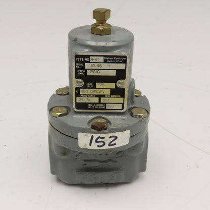 Fisher Controls Tpe 98 H-41 1/4" NPT Back Pressure Regulator 75PSI