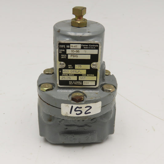 Fisher Controls Tpe 98 H-41 1/4" NPT Back Pressure Regulator 75PSI