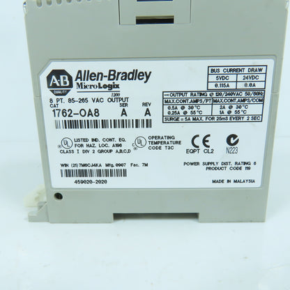 Allen Bradley 1762-OA8 Ser A Rev A MicroLogix 8 Point 85-265VAC Output Module