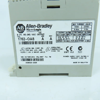 Allen Bradley 1762-OA8 Ser A Rev A MicroLogix 8 Point 85-265VAC Output Module