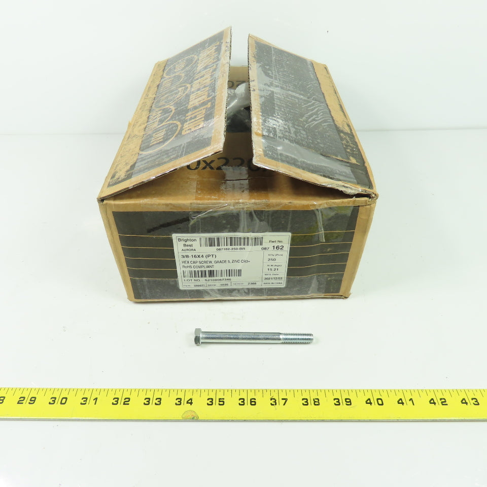 3/8-16x4 Hex Head Cap Screws Zinc Plated Grade 5 Lot Of 250