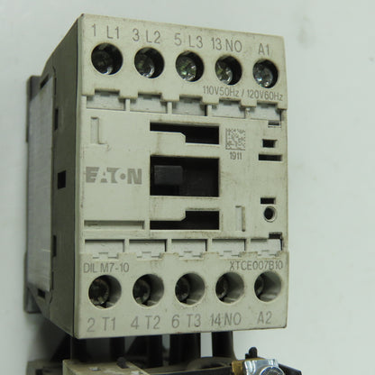 Eaton XTCE007B10 XTOB006BC1 600VAC Contactor 120V Coil 4-6A Trip Overload