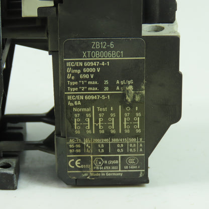 Eaton XTCE007B10 XTOB006BC1 600VAC Contactor 120V Coil 4-6A Trip Overload