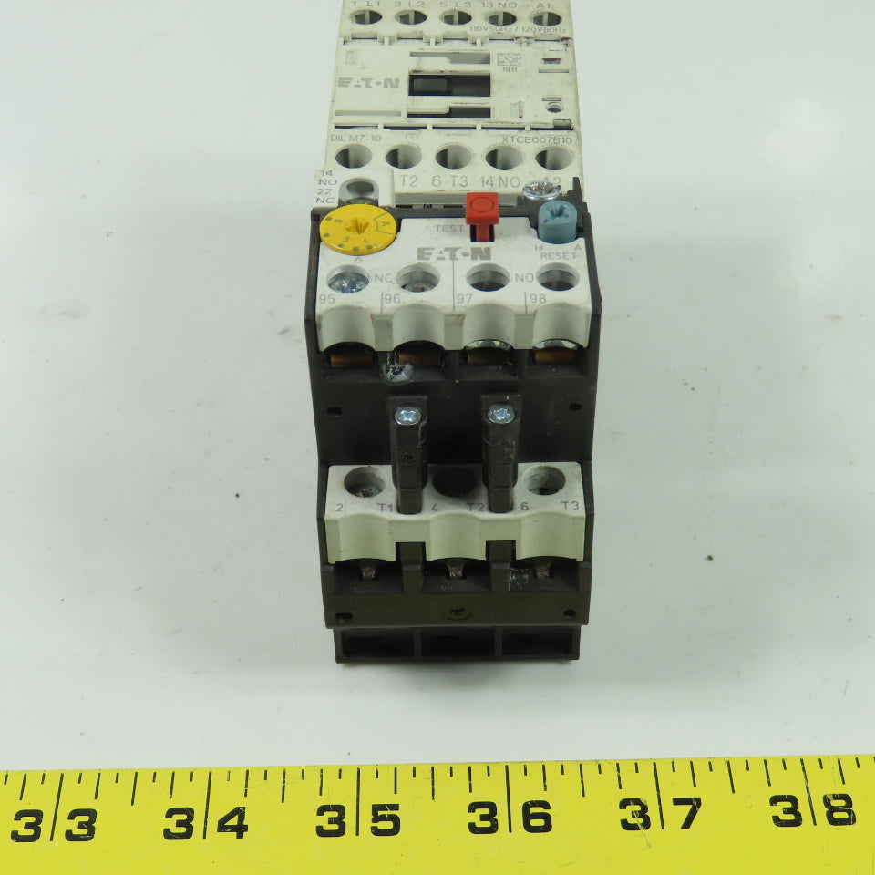Eaton XTCE007B10 XTOB006BC1 600VAC Contactor 120V Coil 4-6A Trip Overload