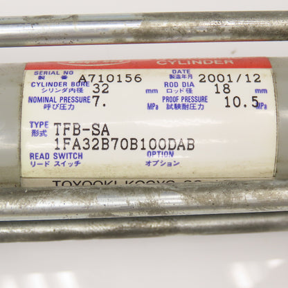 Toyo-Oki TFB-SA 32mm Bore 95mm Stroke Double Acting Hydraulic Cylinder