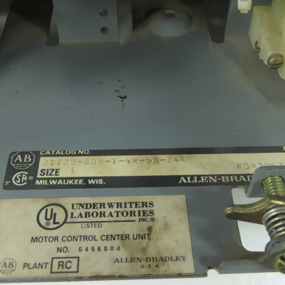 Allen Bradley 2112B-BDB-1-4R-6S-24R Size 1 Motor Starter Bucket 10Hp 480V 3Ph