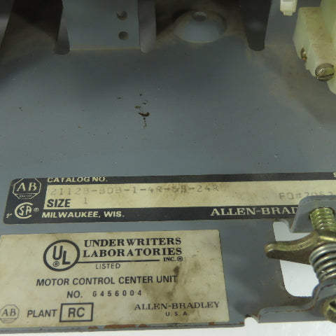 Allen Bradley 2112B-BDB-1-4R-6S-24R Size 1 Motor Starter Bucket 10Hp 480V 3Ph