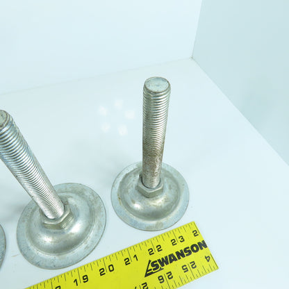 M20-2.5 Stud Mount Light Machine Table Leveling Feet 3.75" OD x 6.5" H Lot Of 6