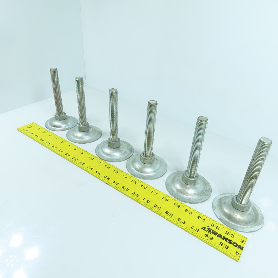 M20-2.5 Stud Mount Light Machine Table Leveling Feet 3.75" OD x 6.5" H Lot Of 6