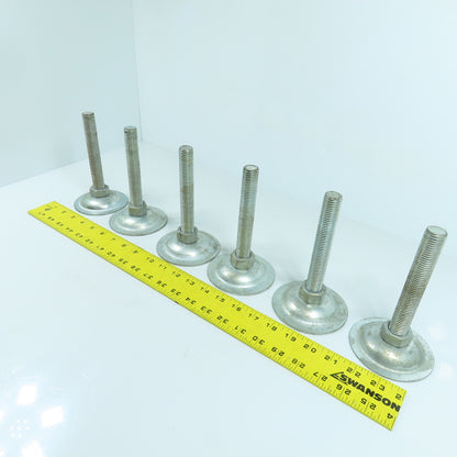 M20-2.5 Stud Mount Light Machine Table Leveling Feet 3.75" OD x 6.5" H Lot Of 6