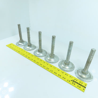 M20-2.5 Stud Mount Light Machine Table Leveling Feet 3.75" OD x 6.5" H Lot Of 6
