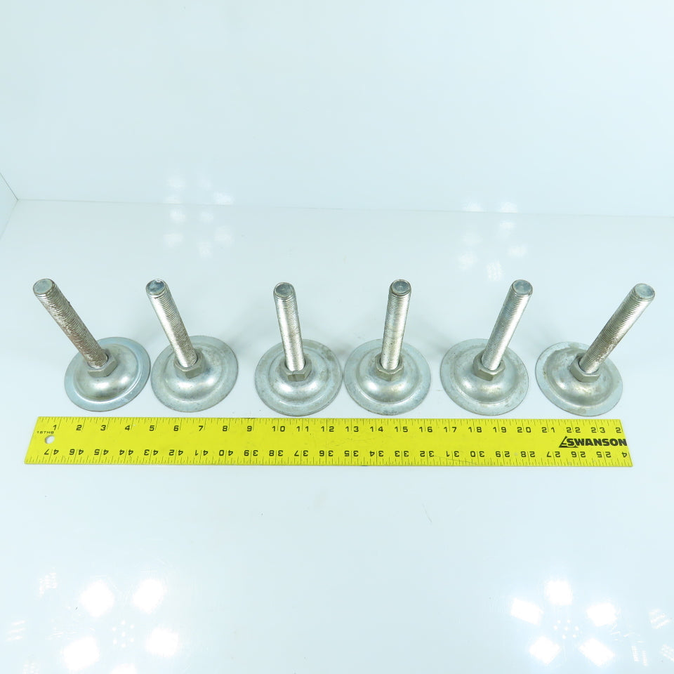 M20-2.5 Stud Mount Light Machine Table Leveling Feet 3.75" OD x 6.5" H Lot Of 6